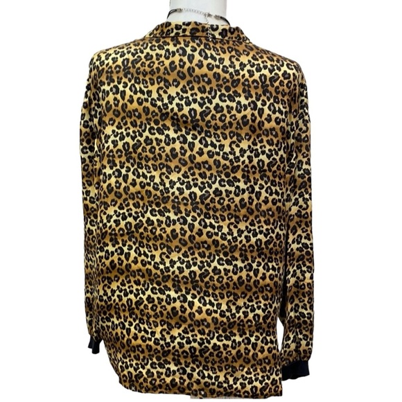 Nicole Miller Silk Cheetah Zipper Neckline Blouse - Picture 5 of 8
